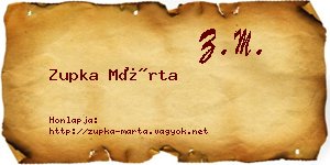 Zupka Márta névjegykártya